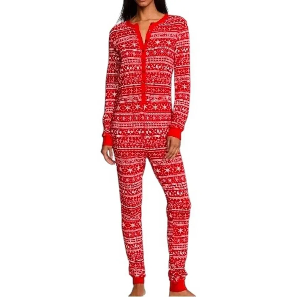 Victoria's Secret Red Fair Isle Pajama Onesie - Picture 3 of 9